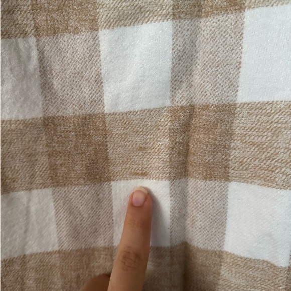 Natural Reflections (S) women’s cream tan plaid button up hoodie - Picture 5 of 6